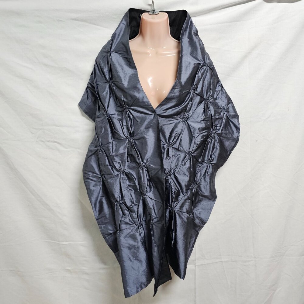 Richard K Tsao Ruched Satin Stole Gray Wrap - Picture 3 of 10